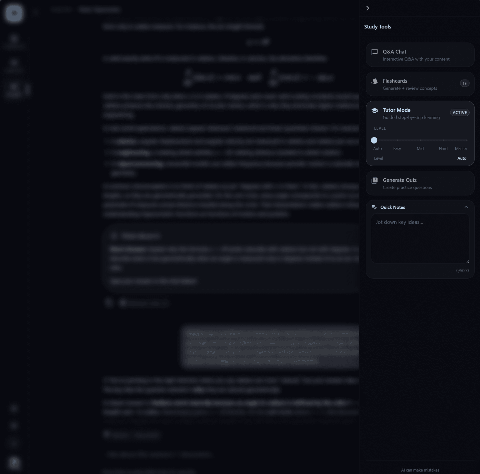 EducatioAI dashboard showing active recall tools and study progress